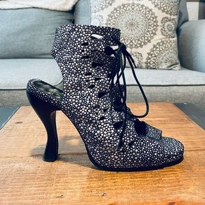 Vintage John Fluevog Multi-Color Suede Heels